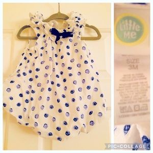 Baby Girl blue and white Bubble Romper